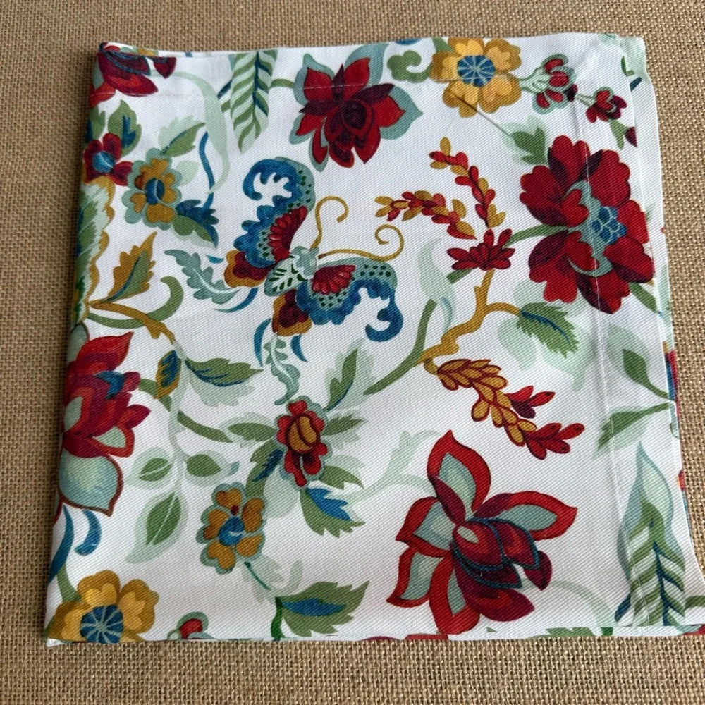 Williams Sonoma Butterfly Floral Multicolor Napkins, Set of 4